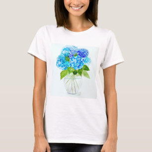 Camiseta Flores azuis Aquarela