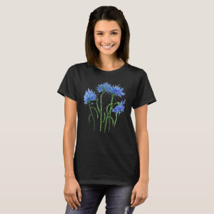 Camiseta Flores azuis Cornflower aquarelas bonito