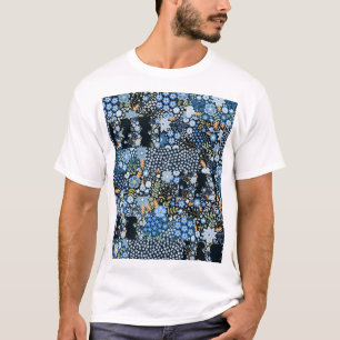 Camiseta Flores Azuis De Cordas: Tecido Invisível.