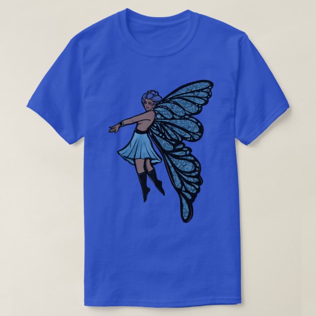 Camiseta Flores Azuis de Fada-Jardim Flores (Frente do Design)