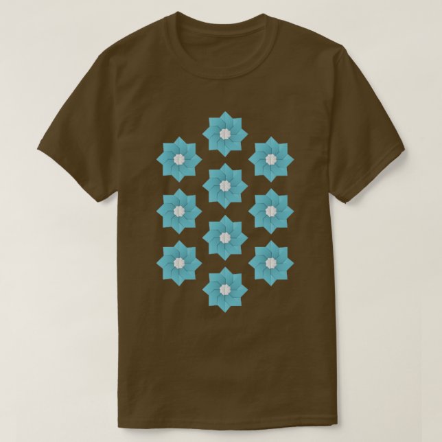 Camiseta Flores azuis de origem (Frente do Design)