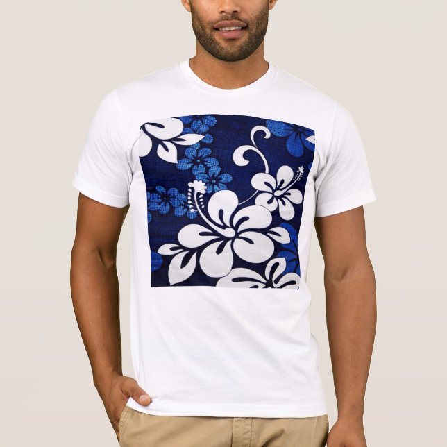 Camiseta Flores Azuis do Havaí (Frente)