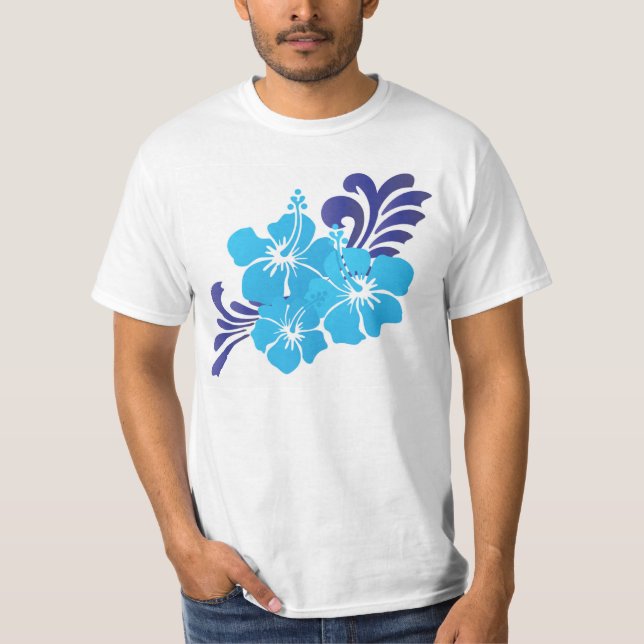 Camiseta Flores azuis do hibiscus de Havaí (Frente)