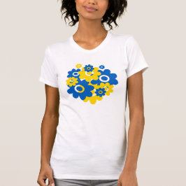 Camiseta Flores Azuis e Amarelas