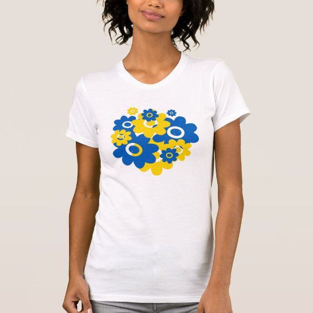 Camiseta Flores Azuis e Amarelas (Frente)