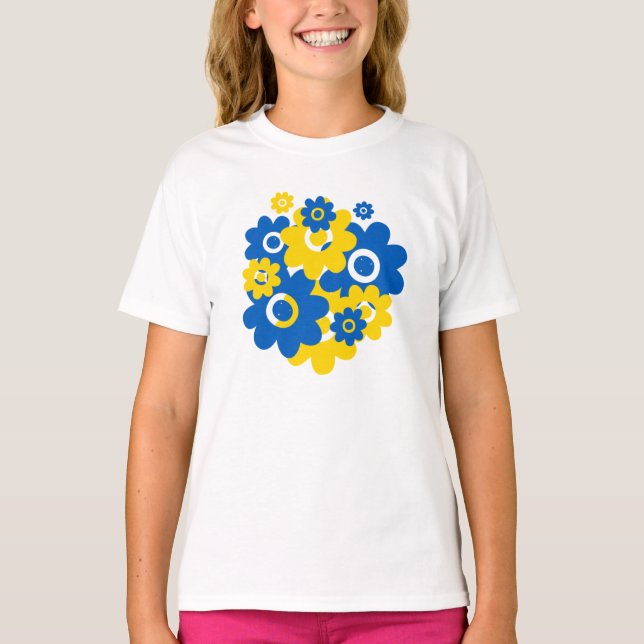Camiseta Flores Azuis e Amarelas (Frente)