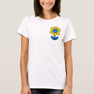 Camiseta Flores azuis e amarelas no estilo ucraniano