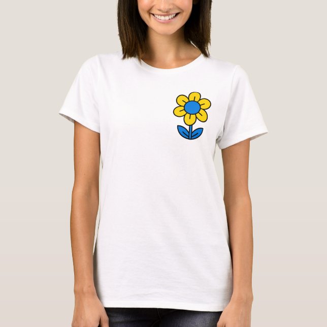 Camiseta Flores azuis e amarelas no estilo ucraniano (Frente)