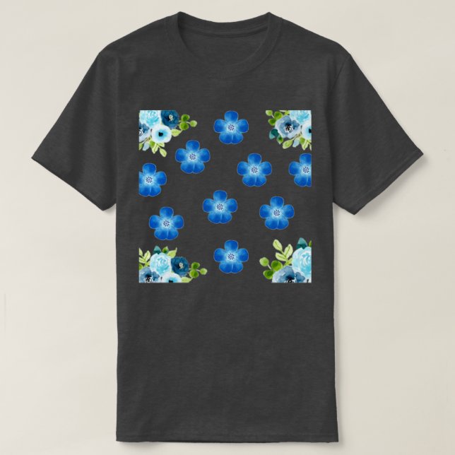 Camiseta Flores Azuis Pequenas (Frente do Design)
