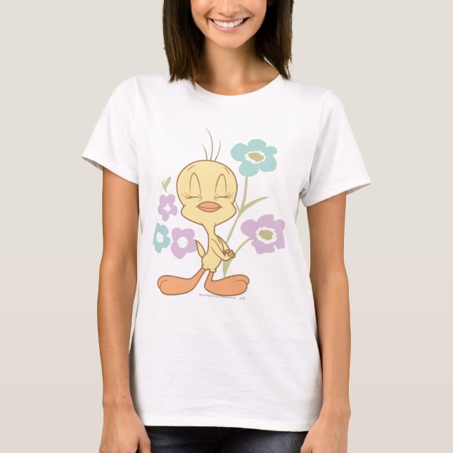 Camiseta Flores Azuis Roxas Tweety (Frente)