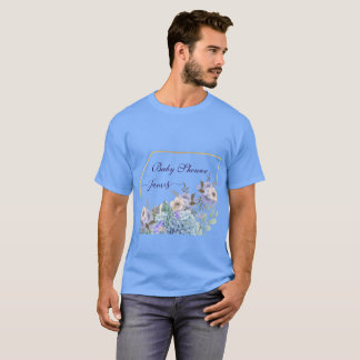Camiseta Flores Azuis Suaves Buds Hydrangea Chá de fraldas