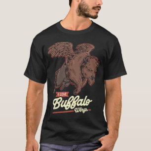 Camiseta Flores Bison Eu Amo As Asas Quentes de Buffalo