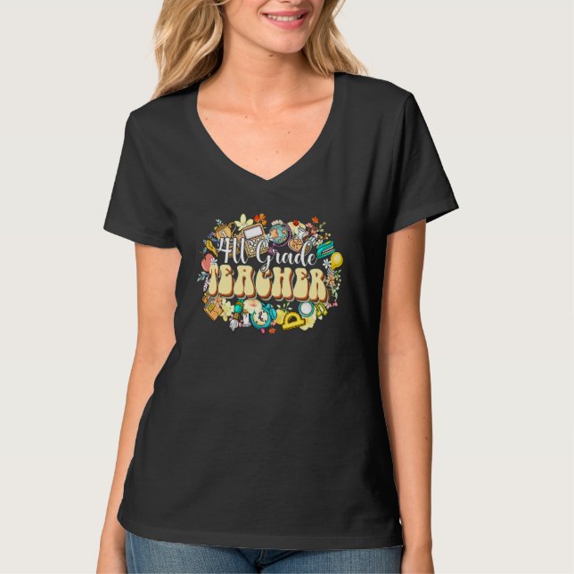 Camiseta Flores Boho 4º Ano Agradecimento ao Professor Volt (Frente)