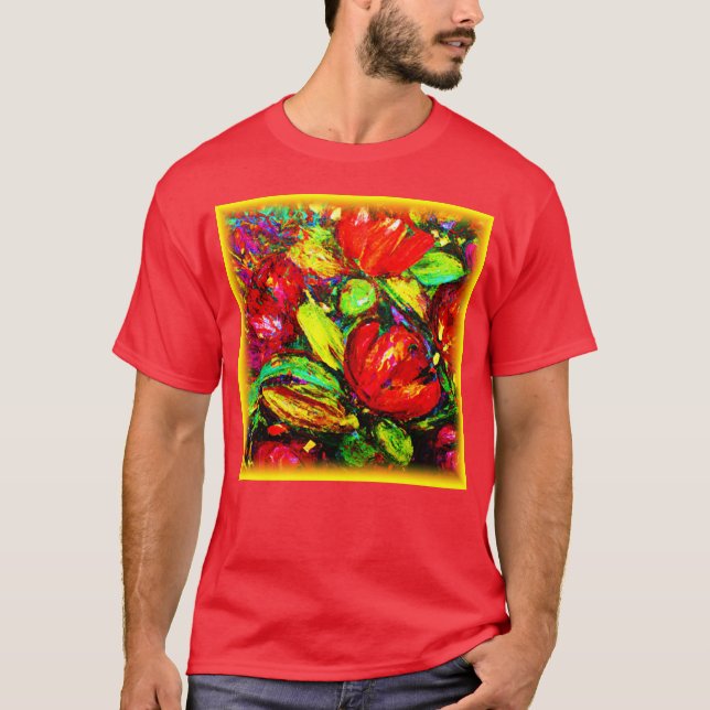 Camiseta "Flores Bonitas" Comprar De Arte Bastante (Frente)