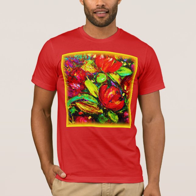 Camiseta "Flores Bonitas" Comprar De Arte Bastante (Frente)