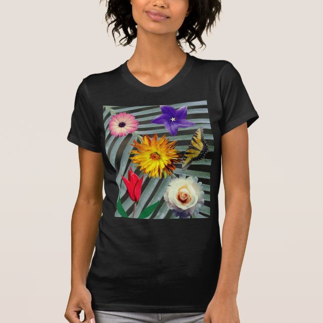 Camiseta Flores bonitas e borboleta (Frente)