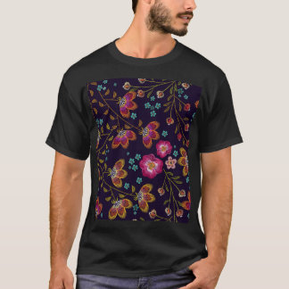 Camiseta Flores bordadas: padrão sem costura de moda