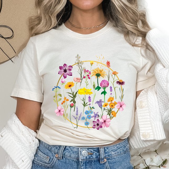 Camiseta Flores Botânicas De Flores Selvagens (Criador carregado)
