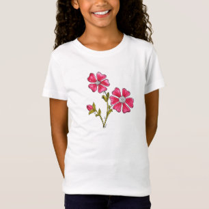 Camiseta Flores Brancas, Cinzentas, Quentes