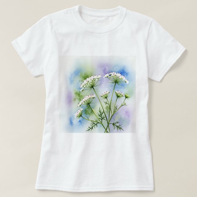 Camiseta Flores brancas delicadas (Frente do Design)