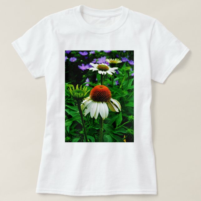 Camiseta Flores brancas e laranja (Frente do Design)