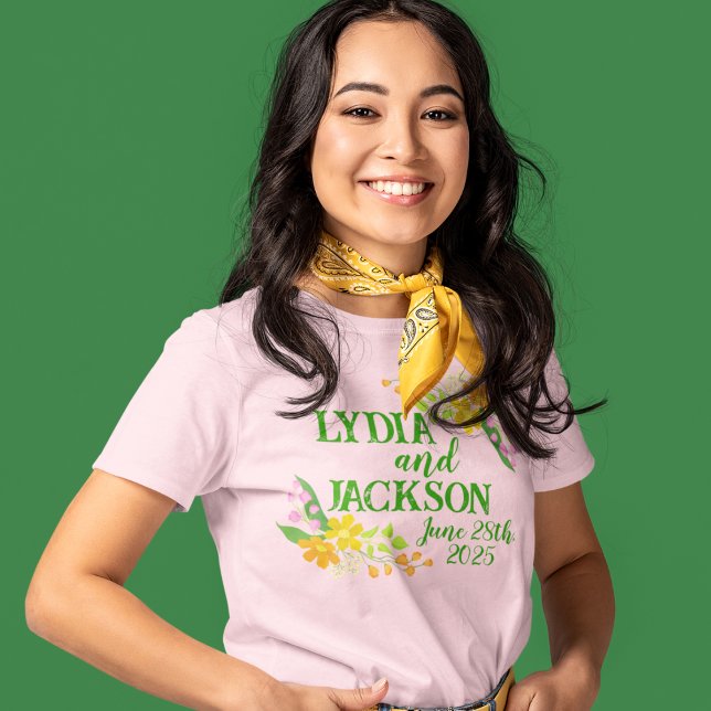 Camiseta Flores Brilhantes e Texto Verde Brilhante "Pontas" (Criador carregado)