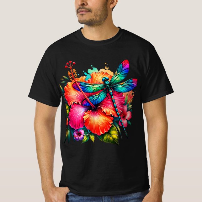 CAMISETA FLORES CLÁSSICAS DE DRAGONFLY DOCE (Frente)