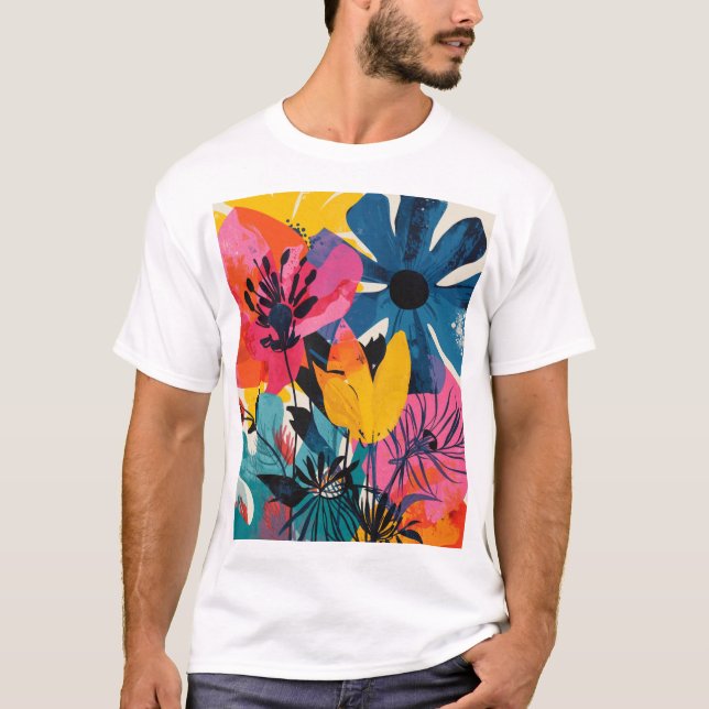 Camiseta Flores coloridas (Frente)