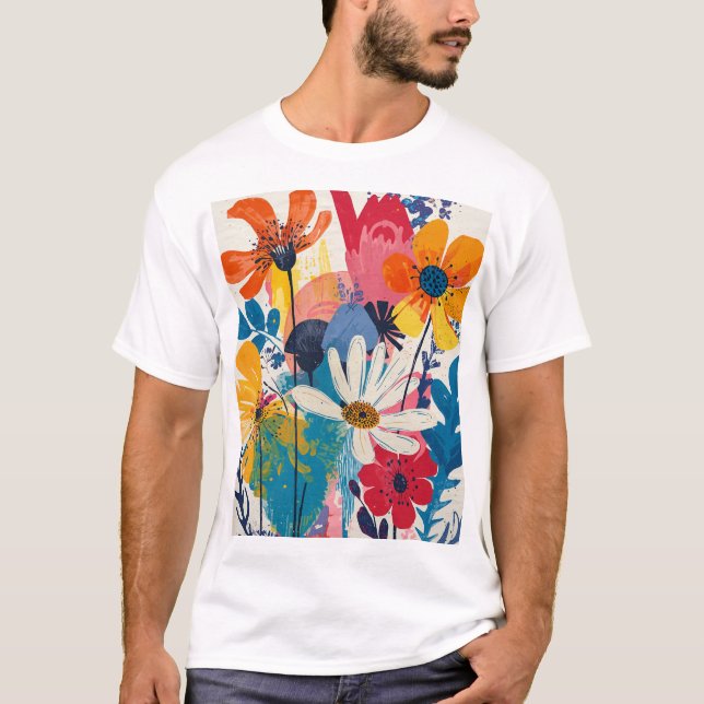 Camiseta Flores coloridas (Frente)