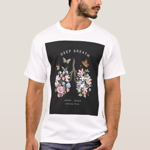 Camiseta Flores coloridas, borboletas, ilustração pulmonar.