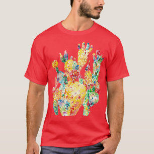 Camiseta Flores coloridas Cactus — Pintura por Aquarela