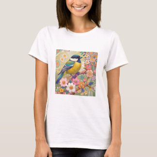 Camiseta Flores Coloridas Coloridas De Aves Da Tit Do excel