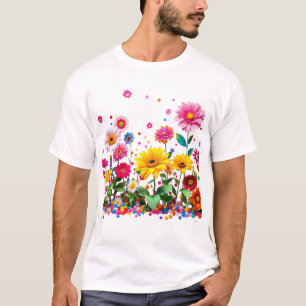 Camiseta Flores Coloridas com Petais Vibrantes