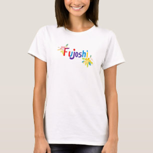 Camiseta Flores Coloridas de Slogan Fujoshi