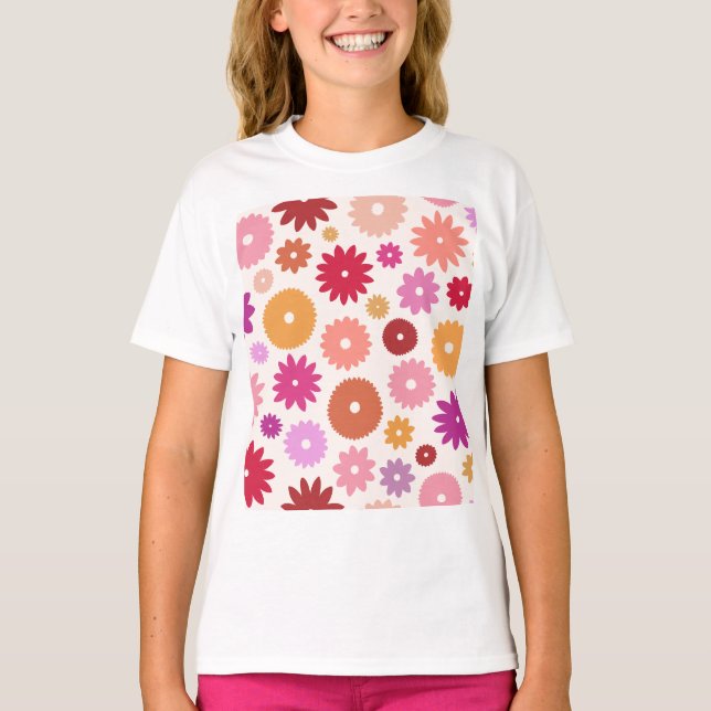 Camiseta Flores Coloridas Grande Padrão (Frente)