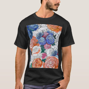 Camiseta Flores Coloridas: Padrão Vibrante Sem Costura
