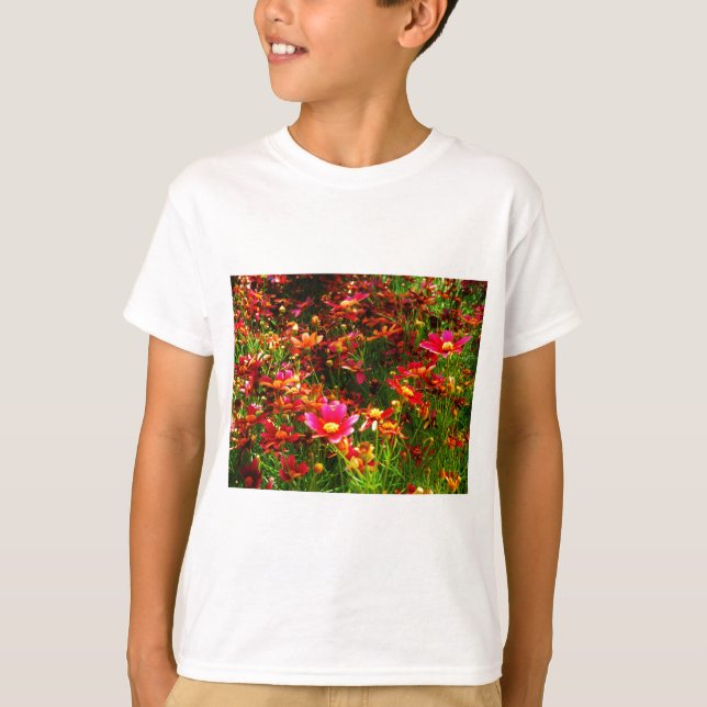 Camiseta Flores cor-de-rosa-claro e amarelas Daisy Wild (Frente)