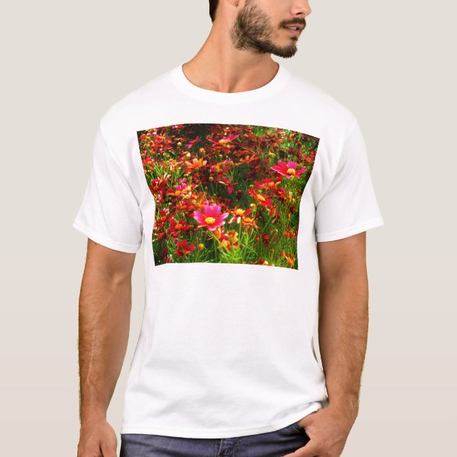 Camiseta Flores cor-de-rosa-claro e amarelas Daisy Wild (Frente)