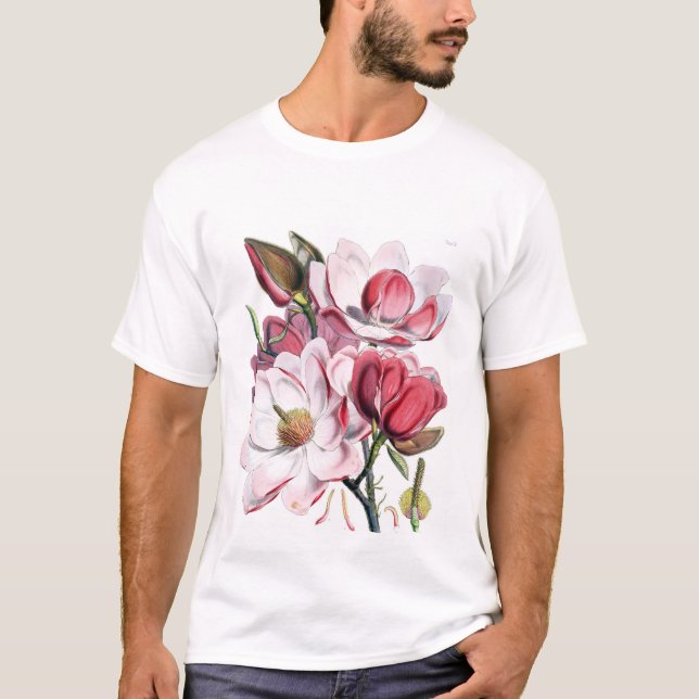 Camiseta Flores cor-de-rosa da magnólia (Frente)