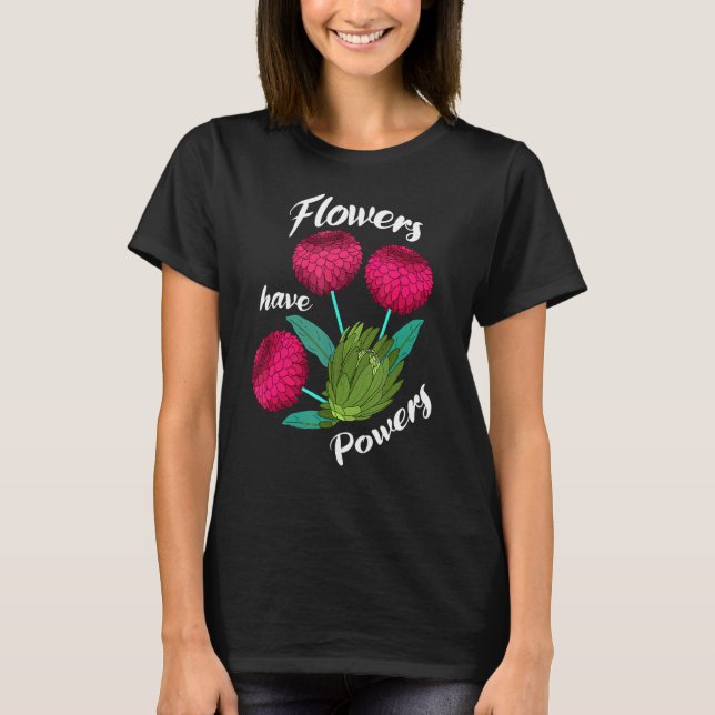 Camiseta Flores Cor-De-Rosa E Verde Têm Potência Bonito (Frente)