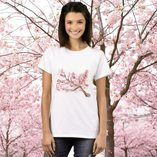 Camiseta Flores cor-de-rosa flores floridas aquarela