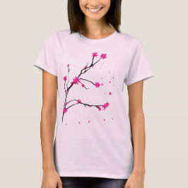 Camiseta Flores cor-de-rosa flutuando ao vento