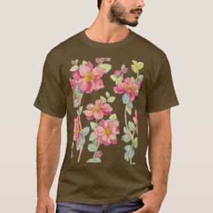 Camiseta Flores Corais Rosa Camellia