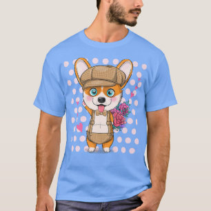 Camiseta Flores Corgi PAI Cachorro Pembroke Welsh Pais