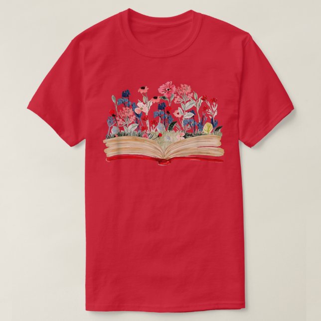 Camiseta Flores crescendo do livro engraçado 1 (Frente do Design)