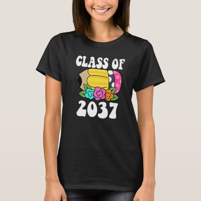 Camiseta Flores Crianças De Volta à Escola Turma de 2037 Ca (Frente)