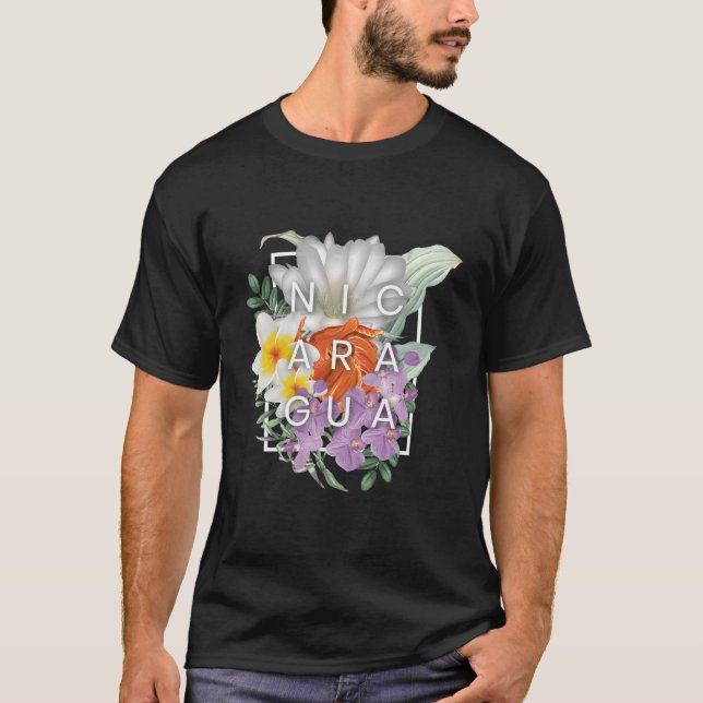 Camiseta Flores Da Arte Da Nicarágua - Orgulho Nicarágua (Frente)