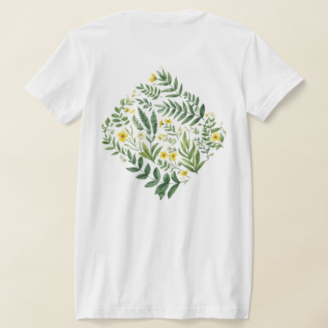 Camiseta Flores da Campina: Flores Silvestres Amarelas e Fo (Postura das costas)
