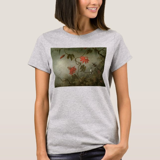 Camiseta Flores da Paixão e Beija-flores de Martin J Heade (Frente)