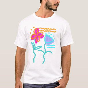 Camiseta Flores Dançantes Arte Abstrata para Vestir